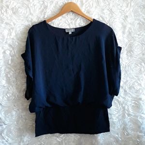 Joseph A. Women's Top  Blue , Sheer Sleeve